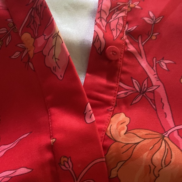 Tuckernuck Vida De Las Flores Royal Shirt Dress Sz L Floral Leaves - Picture 7 of 7